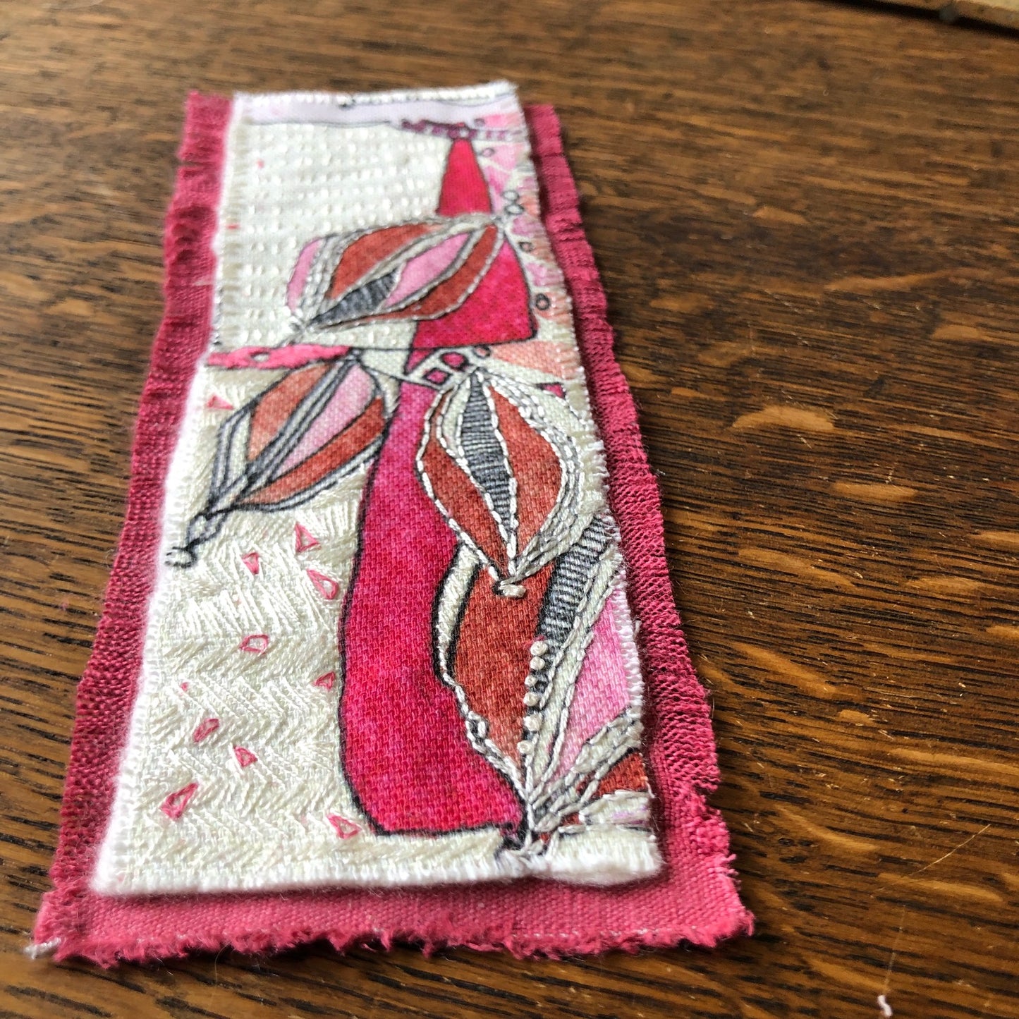Cerise Leaves Embroidery