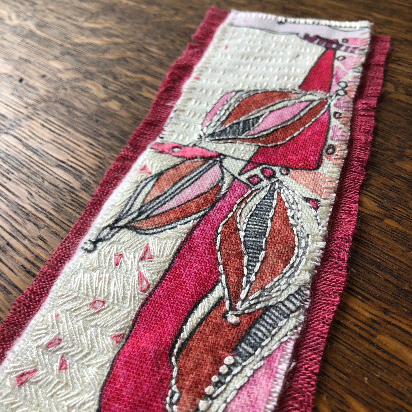 Cerise Leaves Embroidery