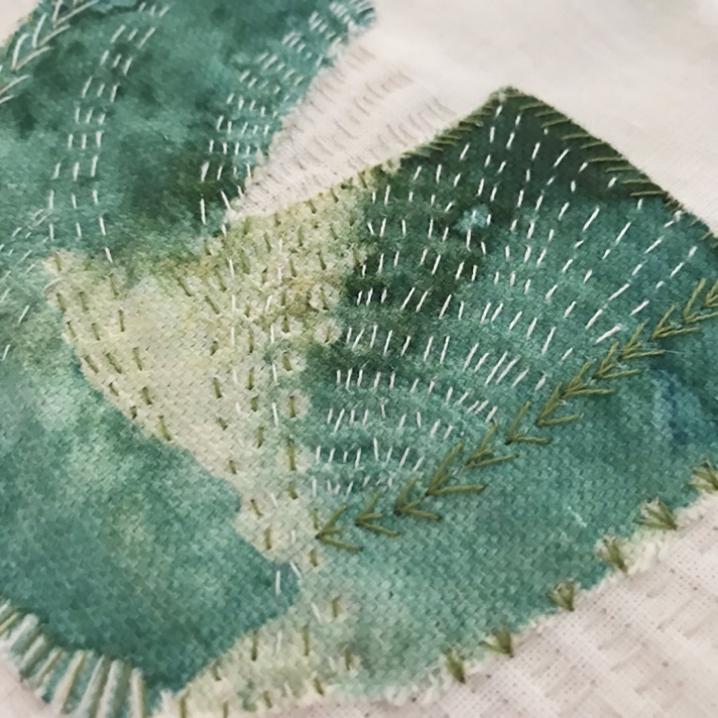 Tulip Embroidery with White Stitches