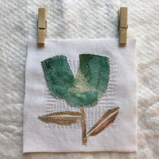 Tulip Embroidery with White Stitches