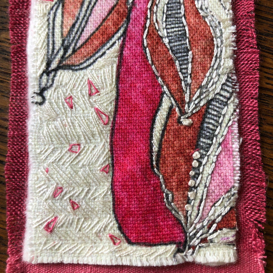 Cerise Leaves Embroidery