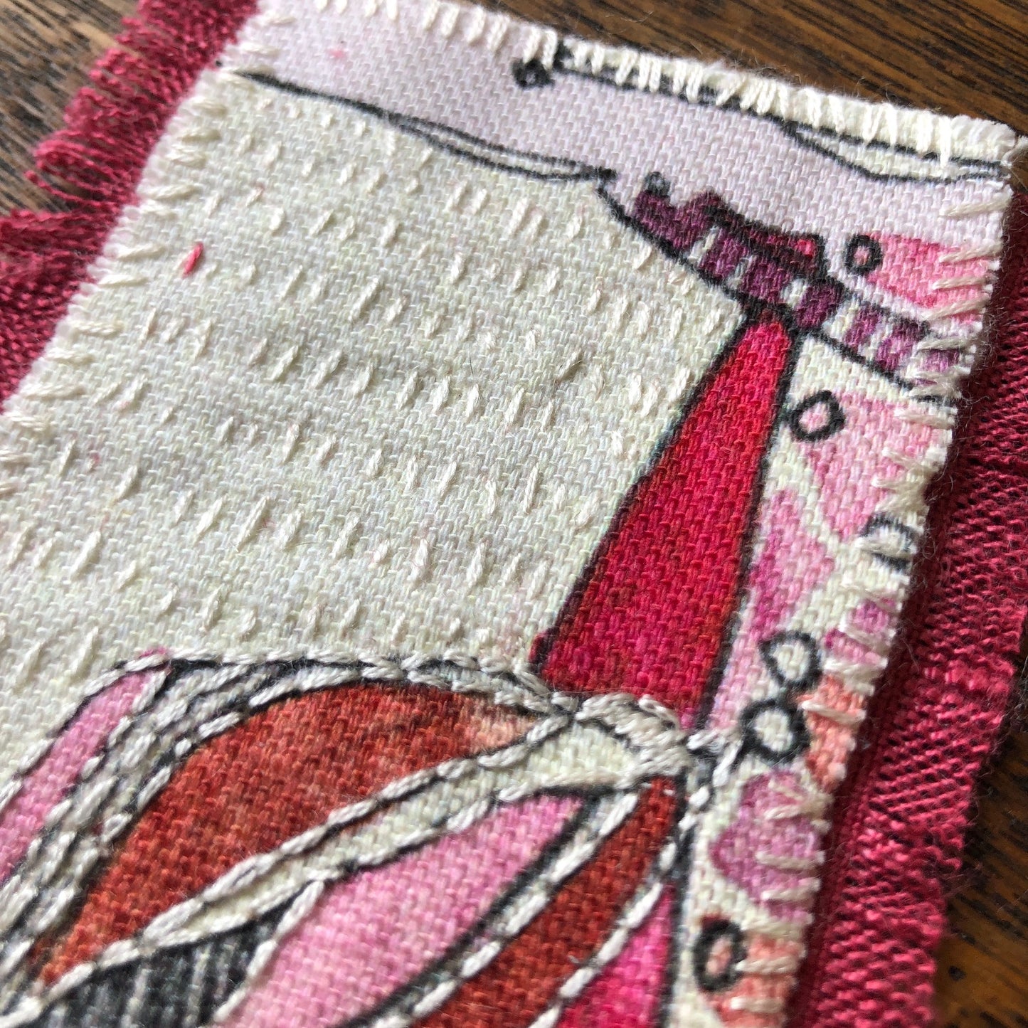 Cerise Leaves Embroidery