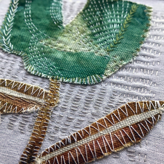 Tulip Embroidery with White Stitches
