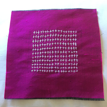 Cerise with White Crosses Embroidery