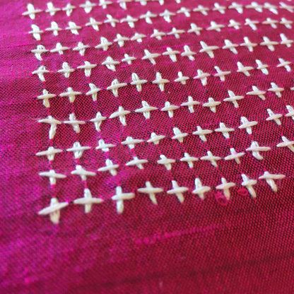Cerise with White Crosses Embroidery
