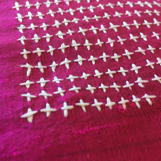 Cerise with White Crosses Embroidery