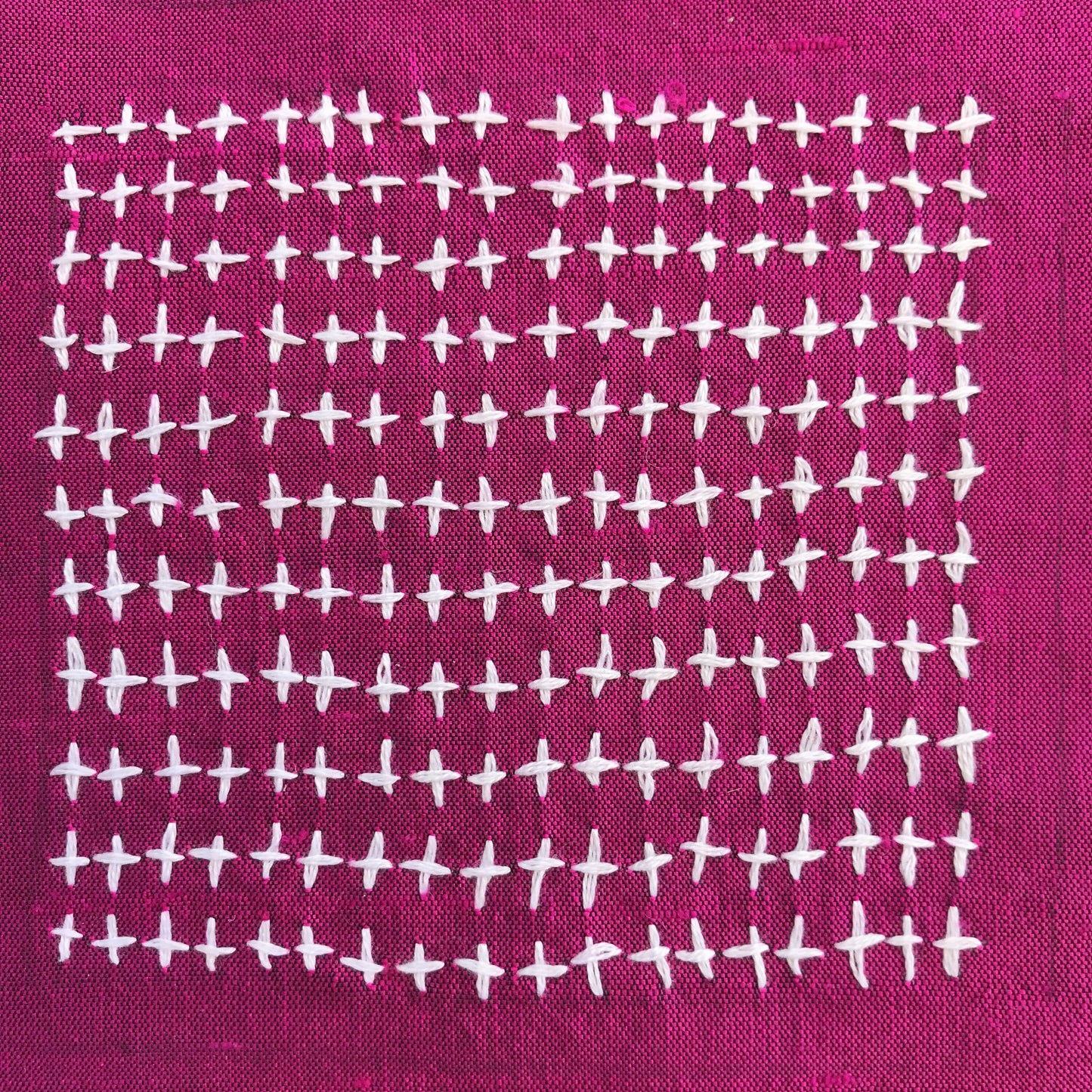Cerise with White Crosses Embroidery