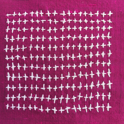 Cerise with White Crosses Embroidery