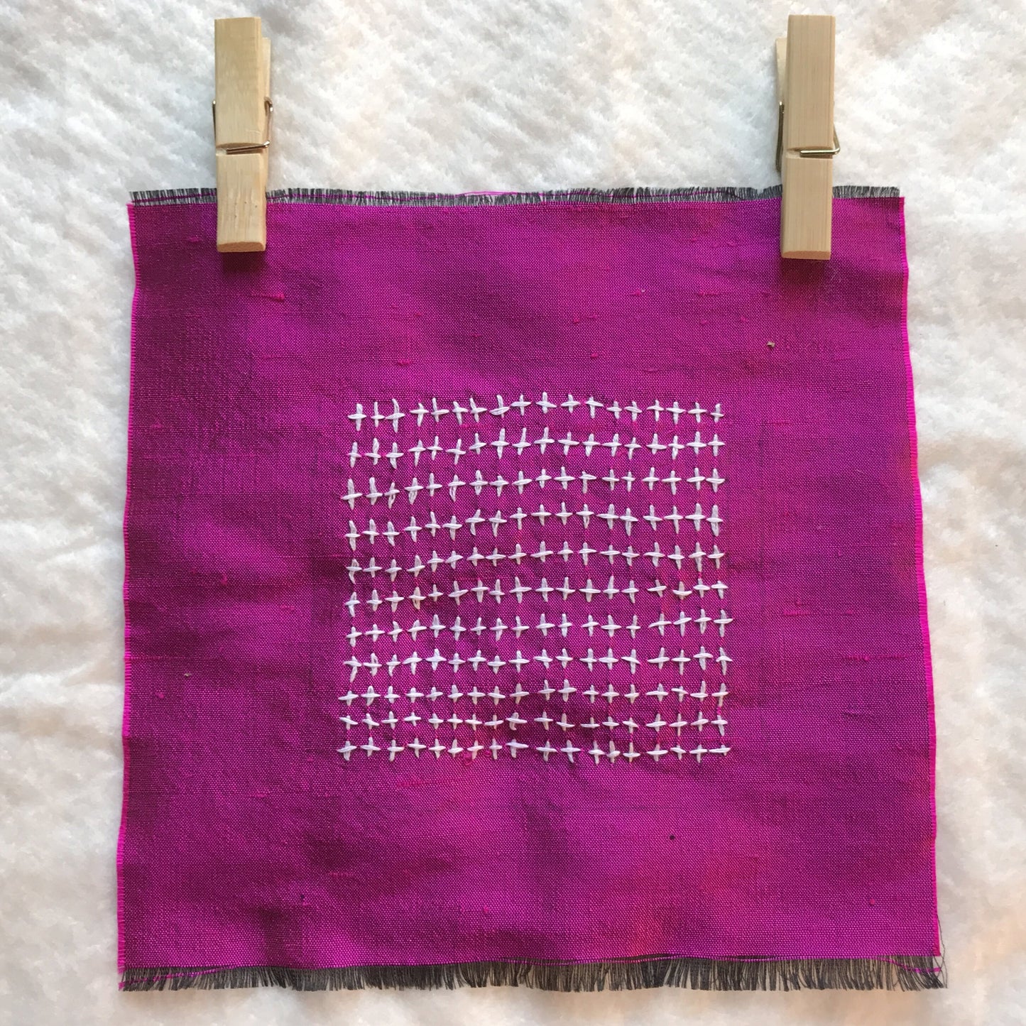 Cerise with White Crosses Embroidery