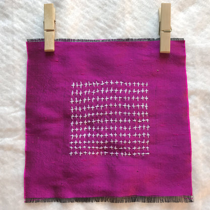 Cerise with White Crosses Embroidery
