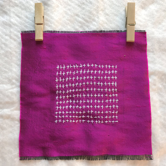 Cerise with White Crosses Embroidery