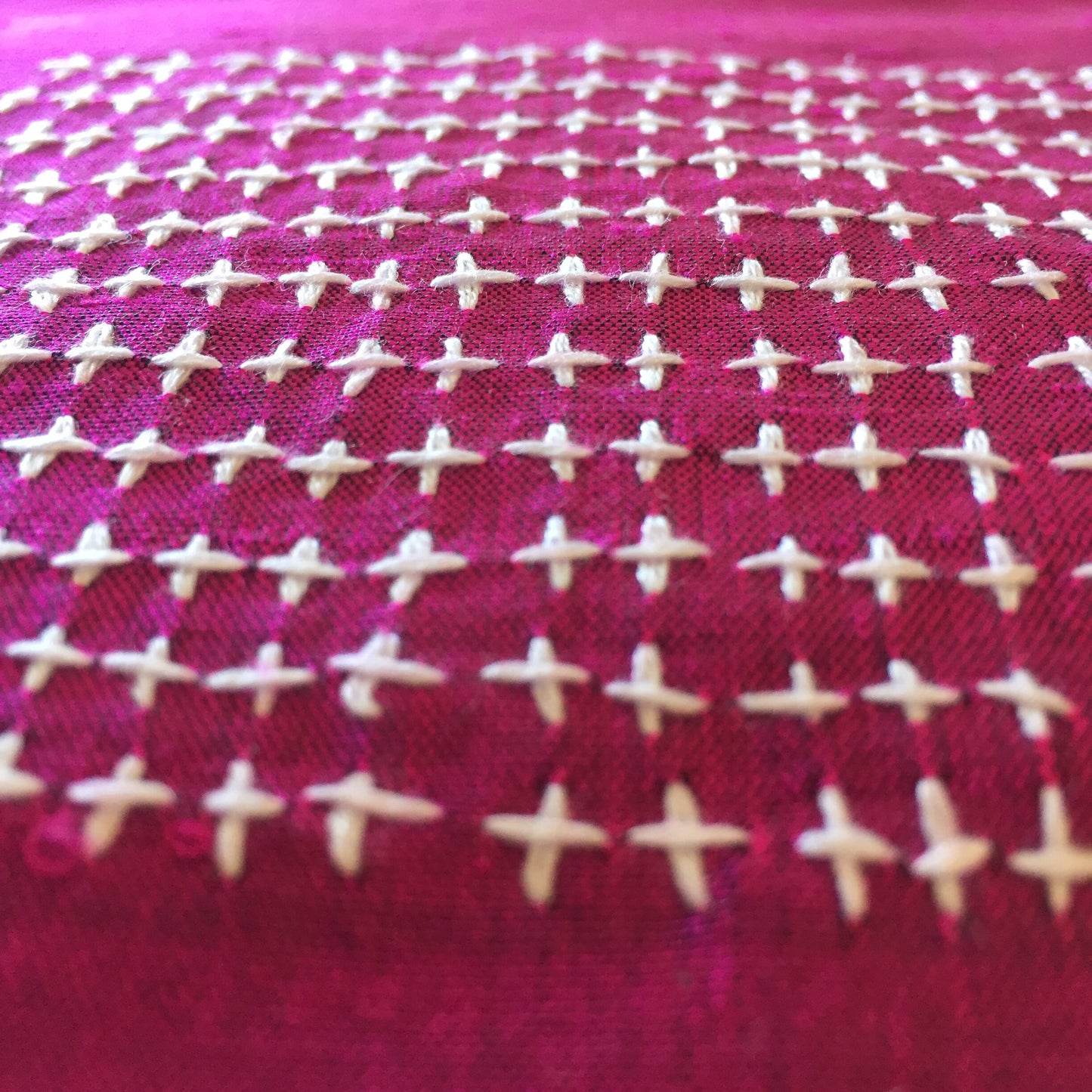 Cerise with White Crosses Embroidery