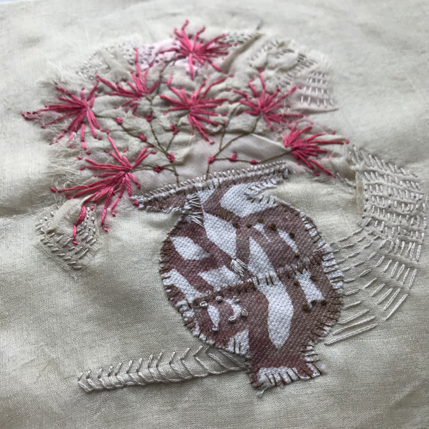 Vase with Peonies Embroidery
